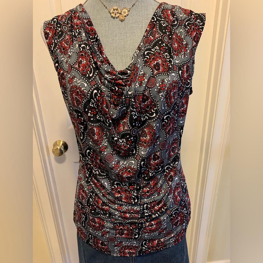 Jennie & Marlis Sleeveless top M Black gray red polyester